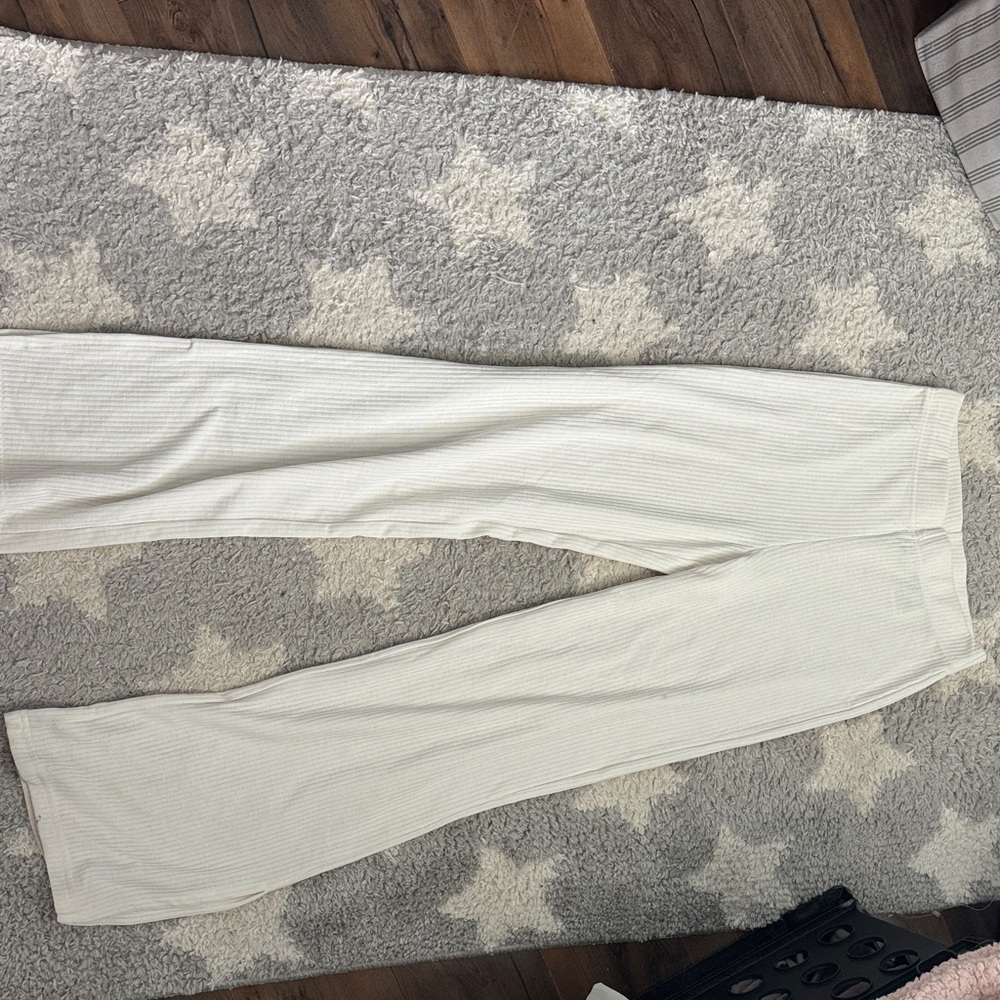 H&M Cream Ribbed Trousers